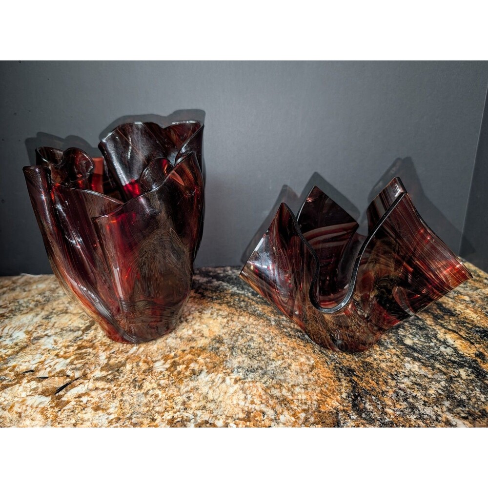 Handkerchief Vase Handblown Chocolate Swirl